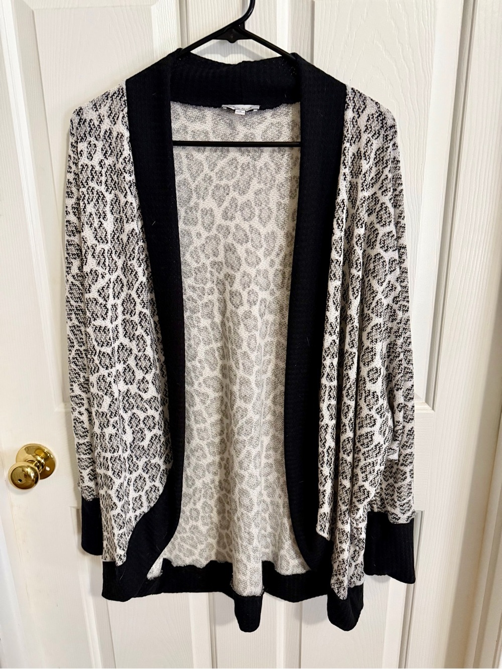 White Birch Open Front Leopard Print Cardigan - Black & Cream
